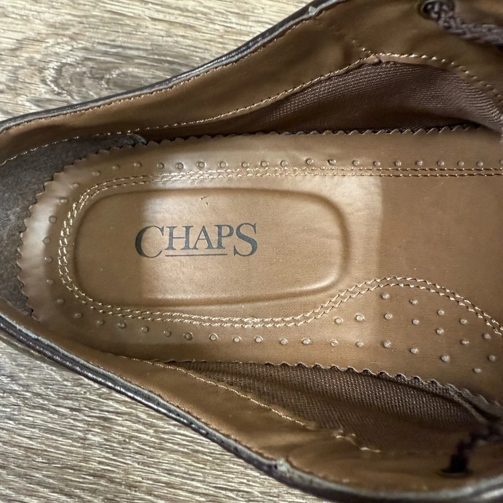 Chaps Shoes Mens‎ sz10M Brown Leather Business Minimalist Old Money Oxford Dress